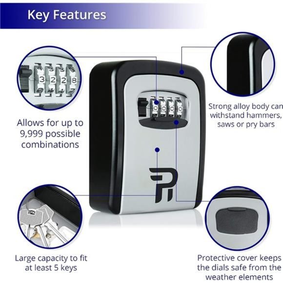 Key Lock Box for Outside - Rudy Run Wall Mount Lockbox for House Keys Outdoor - Picture 5 of 6